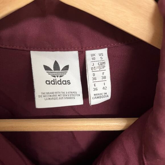 Adidas Colorblock Quarter Zip Windbreaker Pullover Jacket Burgundy/Black Small - Picture 6 of 7
